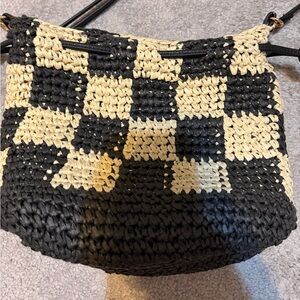Universal Thread Black & Cream Woven Checkerboard Crossbody Purse